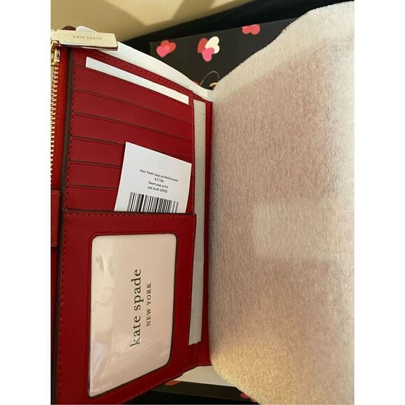 Kate Spade Women's Red Staci Heart Pop Printed Boxed Heart Pop Print Clutch NWT - Picture 5 of 13
